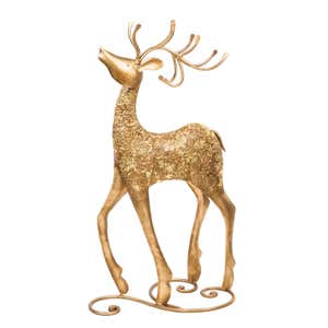36"H Metal Gold Foil Deer