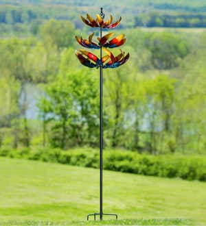 84"H 3 Tier Wind Spinner, Primary Color Ombre Waves in Motion