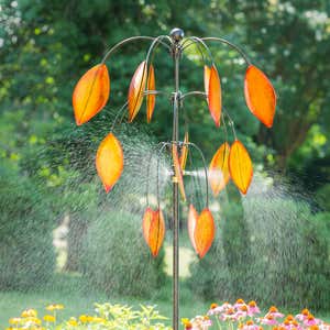 84"H Misting Wind Spinner, Whirling Leaves