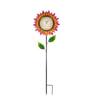 37.75"H Thermometer Pink Petals Garden Stake