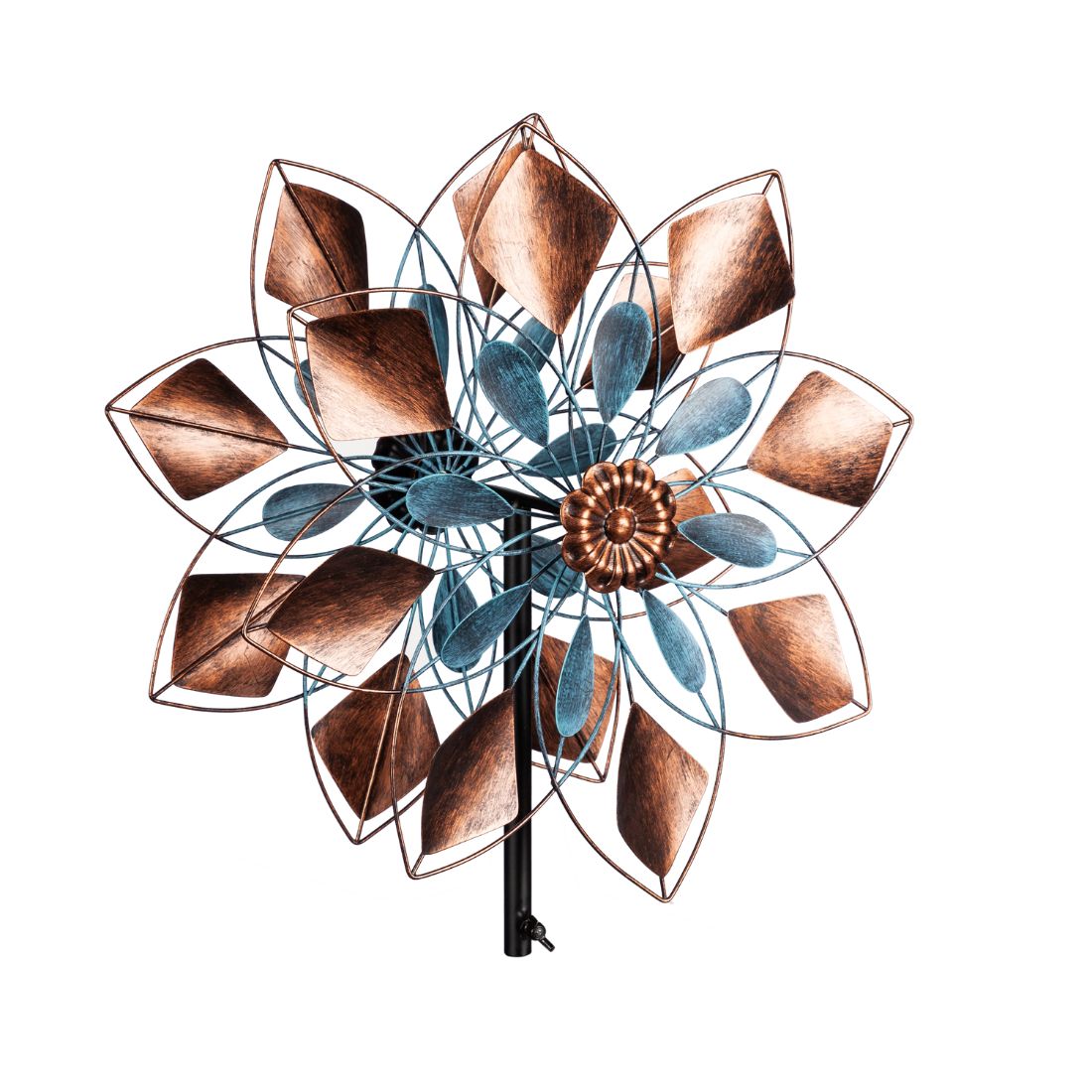 Wind Spinner Topper, Copper and Turquoise Blooms