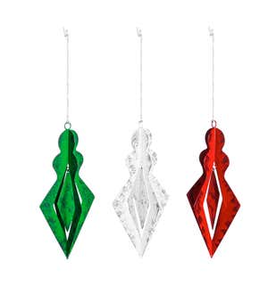 Small Outdoor Metal Ornament, White/Green/Red
