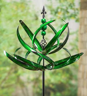 91"H Wind Spinner, Green Waves in Motion