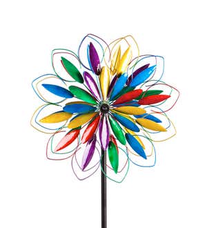 75"H Wind Spinner, Rainbow Flower