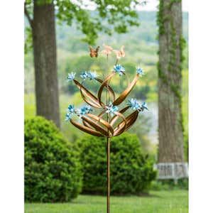 84" H Wind Spinner, Butterfly Swirls and Flower Motions