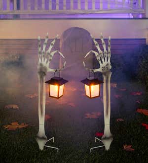 29"H Skeleton Hand Garden Stake with Solar Flickering Light Lantern
