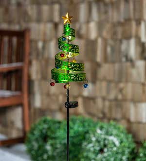 40"H Metal Christmas Tree Solar Twinkling Light Garden Stake