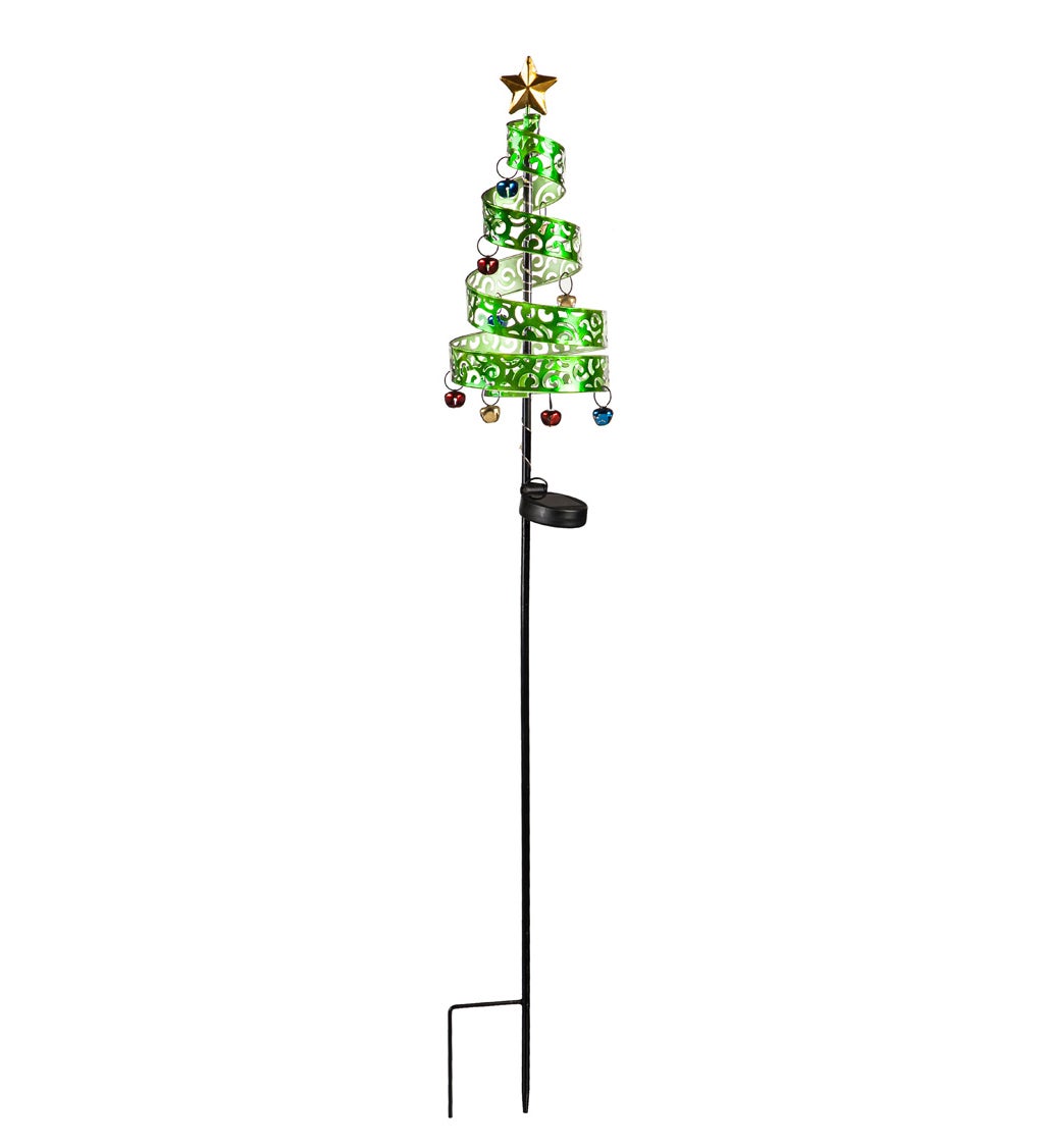 40"H Metal Christmas Tree Solar Twinkling Light Garden Stake