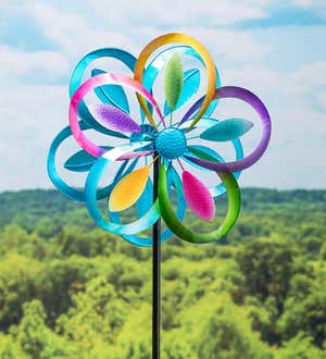 75"H Multi-Color Rings Wind Spinner