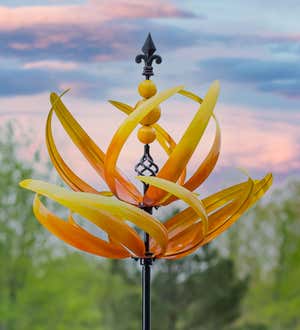 91"H Yellow Lotus Wind Spinner