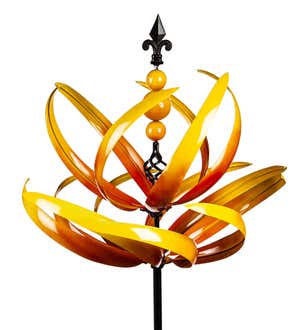 91"H Yellow Lotus Wind Spinner