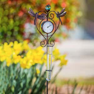Dragonfly Thermometer&Rain Gauge Garden Stake