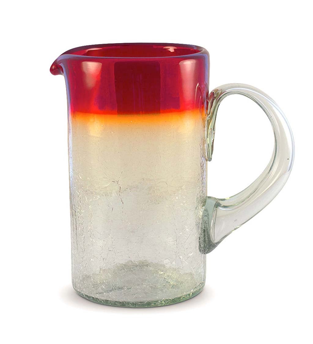 Maya Red Recycled Glass Pitcher