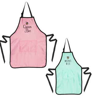 Mommy&Me Apron Set of 2, Queen Bee&Mini Bee