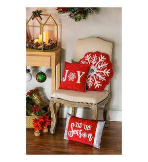 Snowflake Square Pillow: JOY