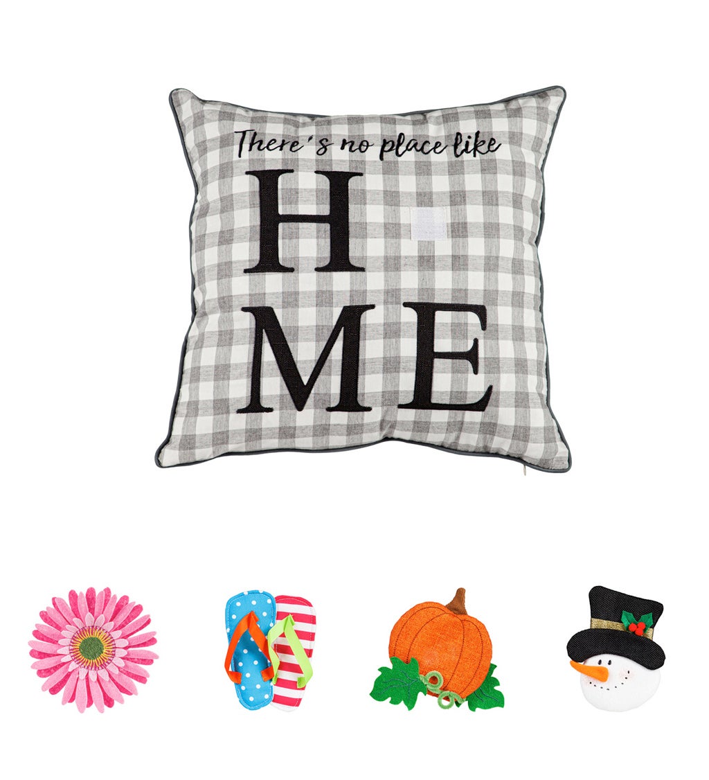 18" x 18" Square Pillow with 4 Interchangeable Icons