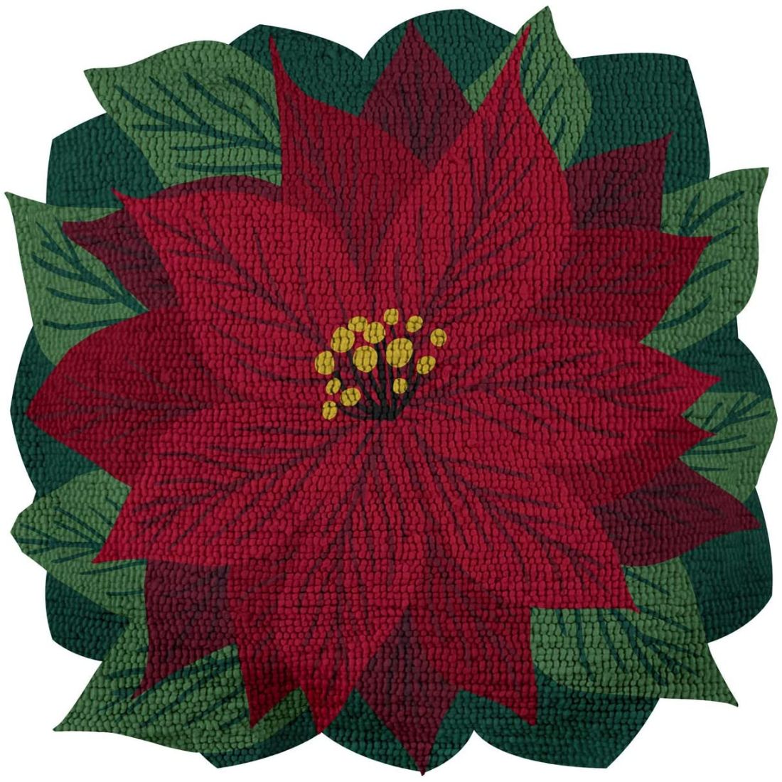 Poinsettia Shaped Hooked Pillow 18"x18"