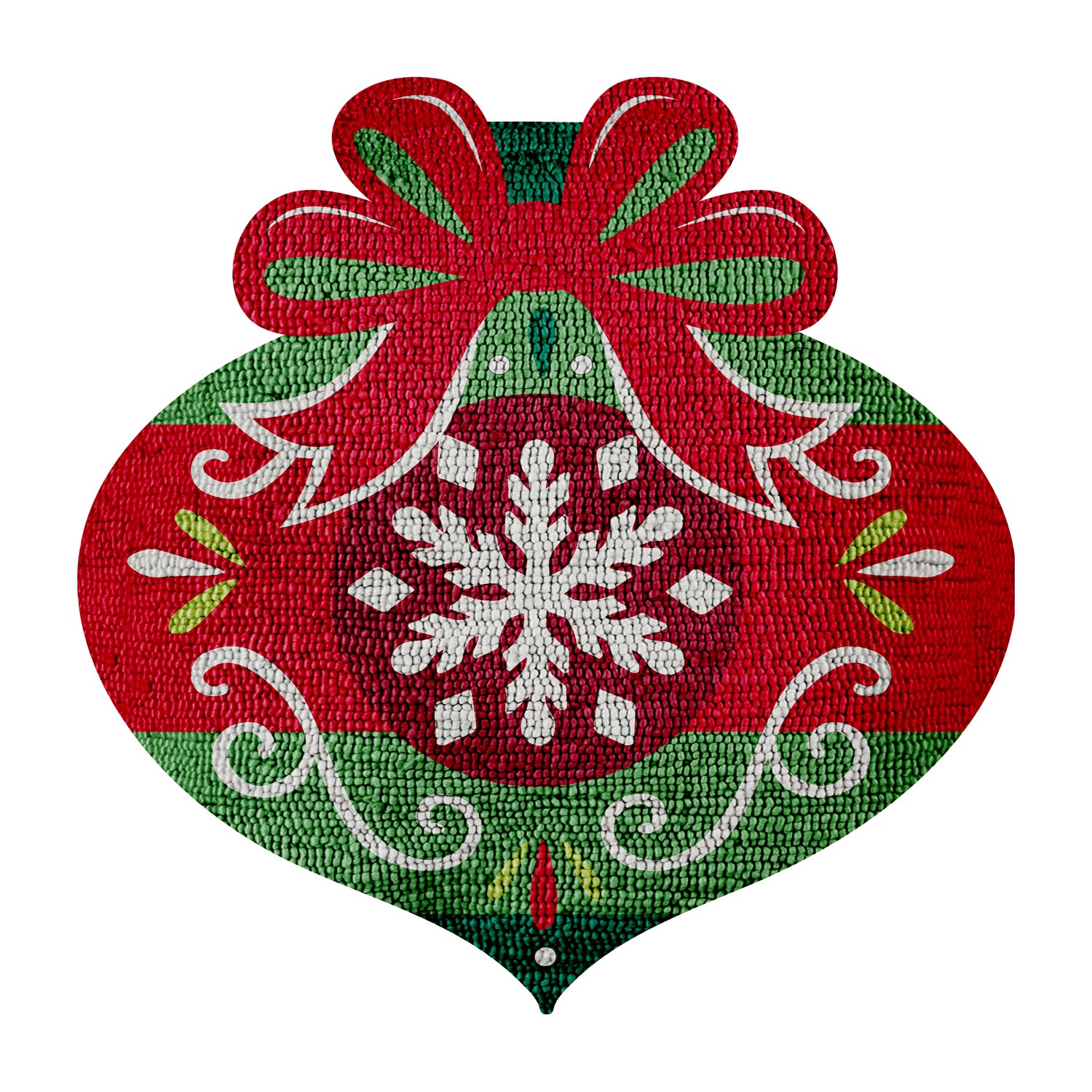 Christmas Ornament Shaped Hooked Pillow
