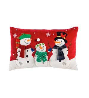 Snowman Trio Lumbar Pillow with Treatments