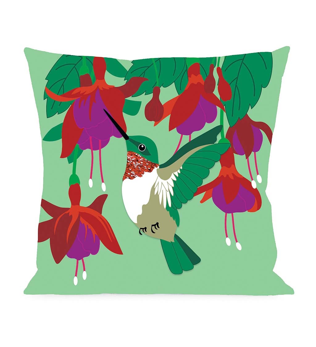Hummingbird and Fuchsia Interchangeable Pillow Cover