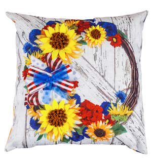 Americana Floral Wreath Interchangeable Pillow Cover