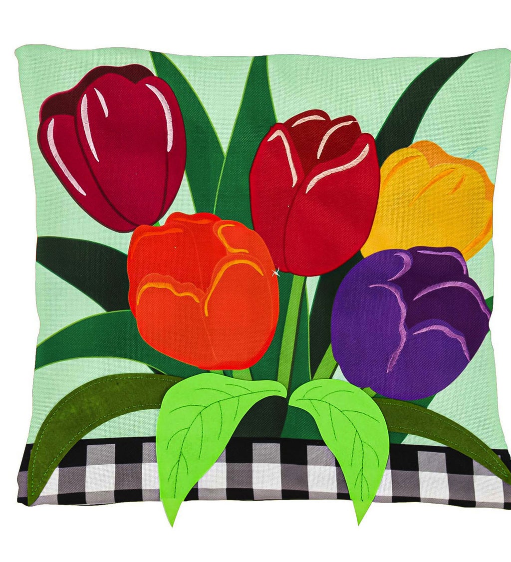 Buffalo Check Tulips Interchangeable Pillow Cover