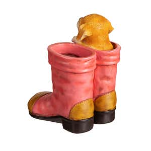 Dog in Pink Boots Planter