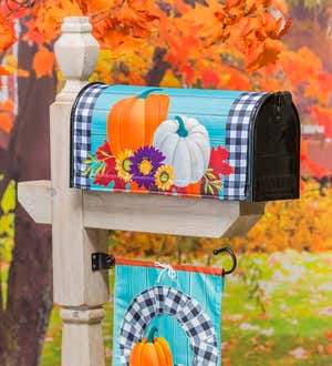 Buffalo Check Pumpkins Mailbox Cover
