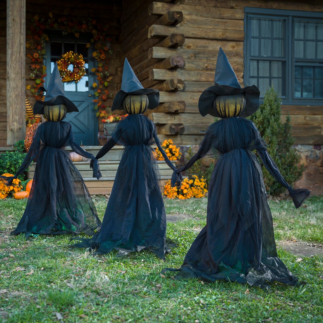 Lighted Halloween Witch Stakes, Set of 3