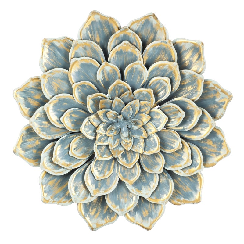 Multi-Layer Blue Metal Wall Flower