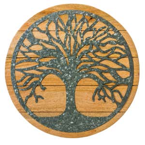 Round Tree of Life Wood and Metal Wall Decor