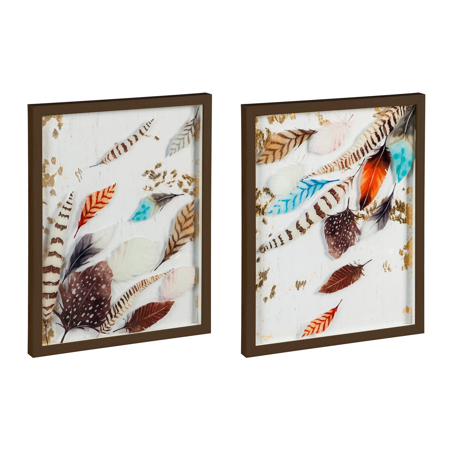 Savannah Feather Glass and Acrylic Framed Art Prints, Set of 2