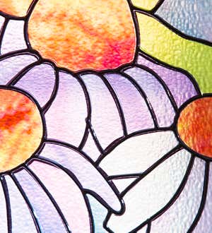Stained Glass Floral Dragonfly Framed Wall Art