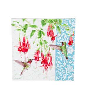 Fuchsia and Hummingbird 24"x 24" Outdoor Canvas