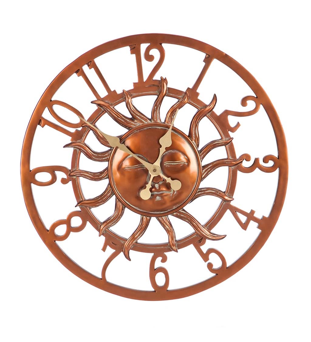 Sun Face Outdoor Wall Clock