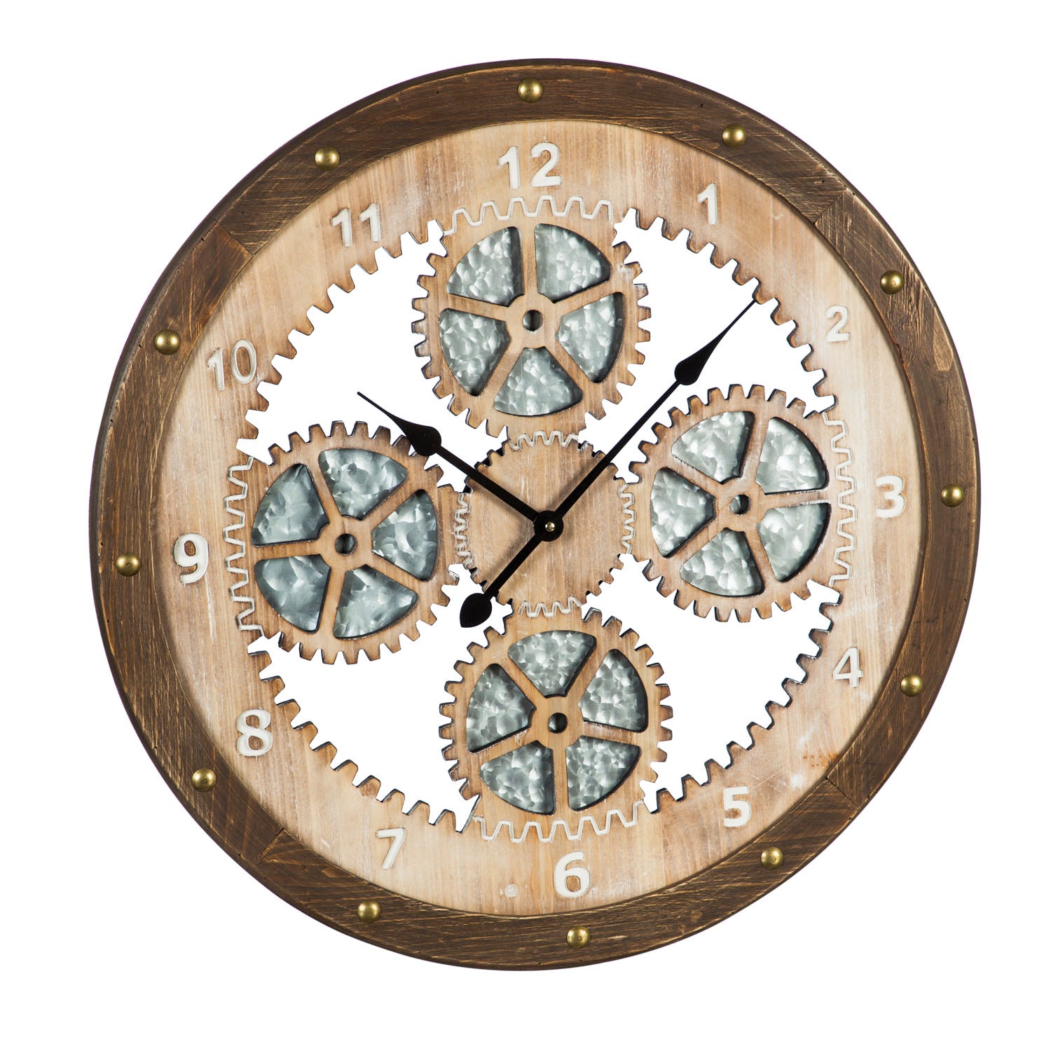 Oliver Industrial Metal and Wood Wall Clock