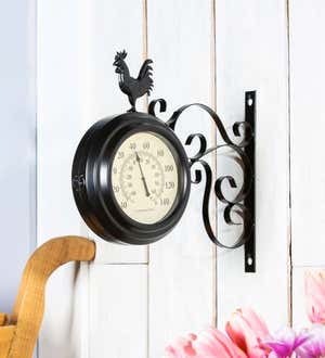 Metal Rooster Outdoor Clock