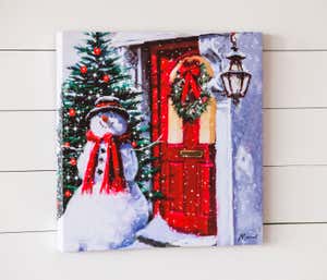 LED Canvas Wall Dr, Snowman Outside the Door