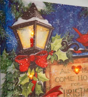 Christmas Lamp Post LED Canvas 20"x16"