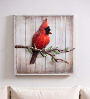 24"x 24" Wood and Metal Painted Red Cardinal Wall Décor