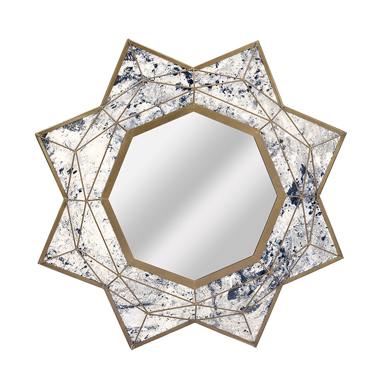 Marbled Octagram Star Iron Wall Mirror