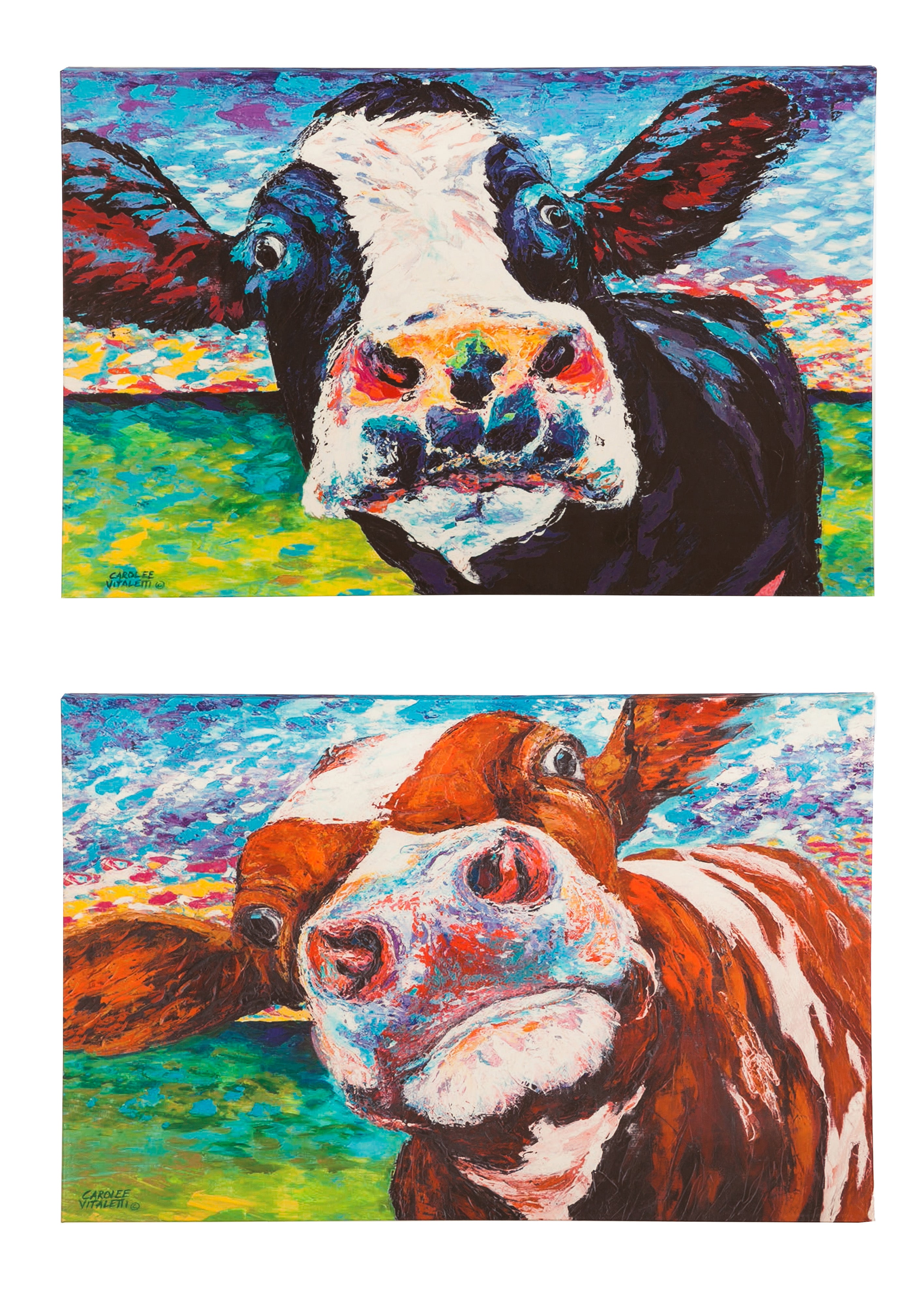 Curious Cow Outdoor Wall Canvases, Set of 2