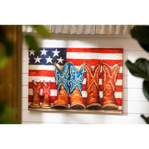 Patriotic Cowboy Boots Outdoor Canvas 24"x36"