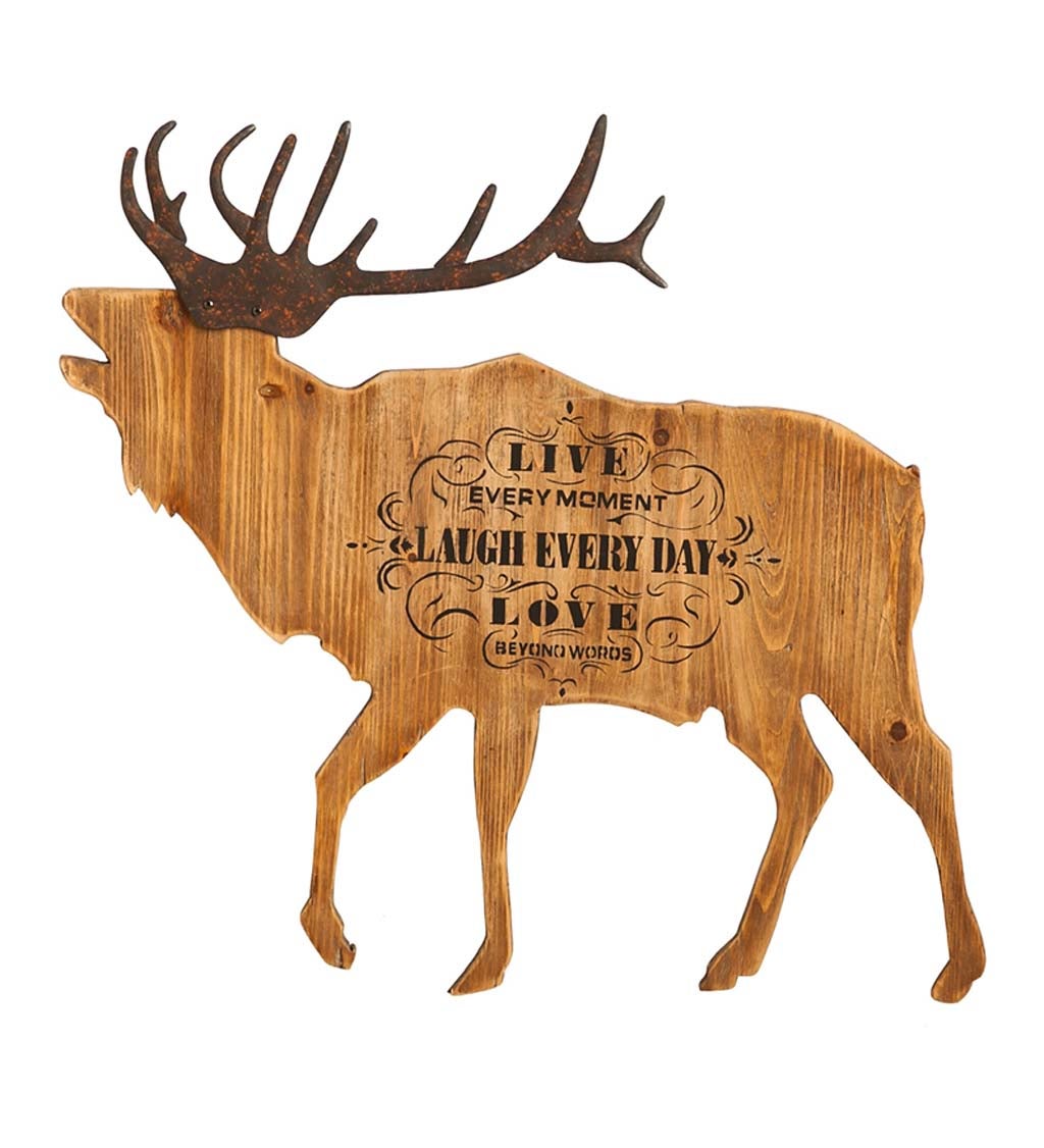 Live, Laugh, Love Wooden Elk Wall Décor