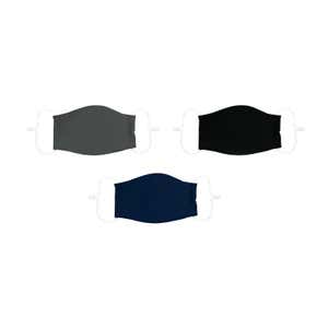 Adult Non-Medical Antimicrobial Cotton Face Mask Set of 3 in Black Navy and Grey