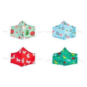 Children's Non-Medical Cotton Face Mask in Holiday Fun Print Set of 4