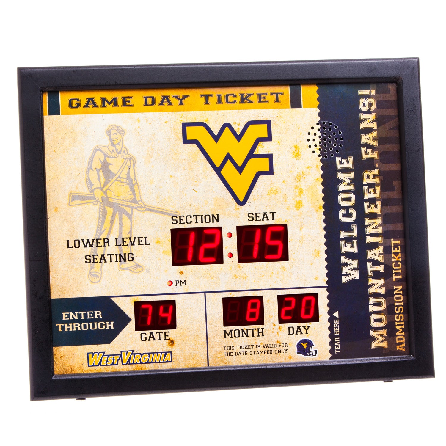 West Virginia Mountaineer Bluetooth Scoreboard Wall Clock