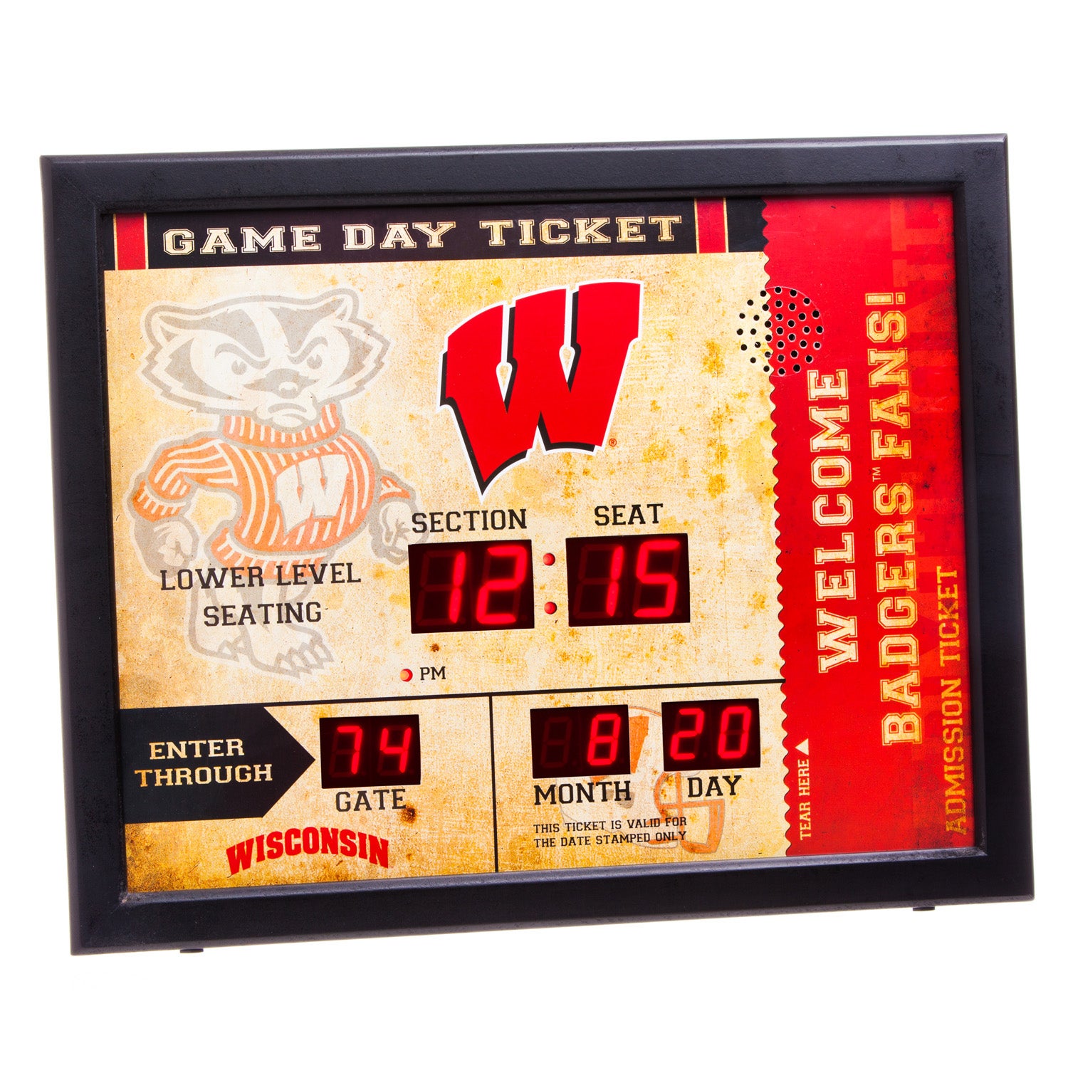 Wisconsin-Madison Badgers Bluetooth Scoreboard Wall Clock
