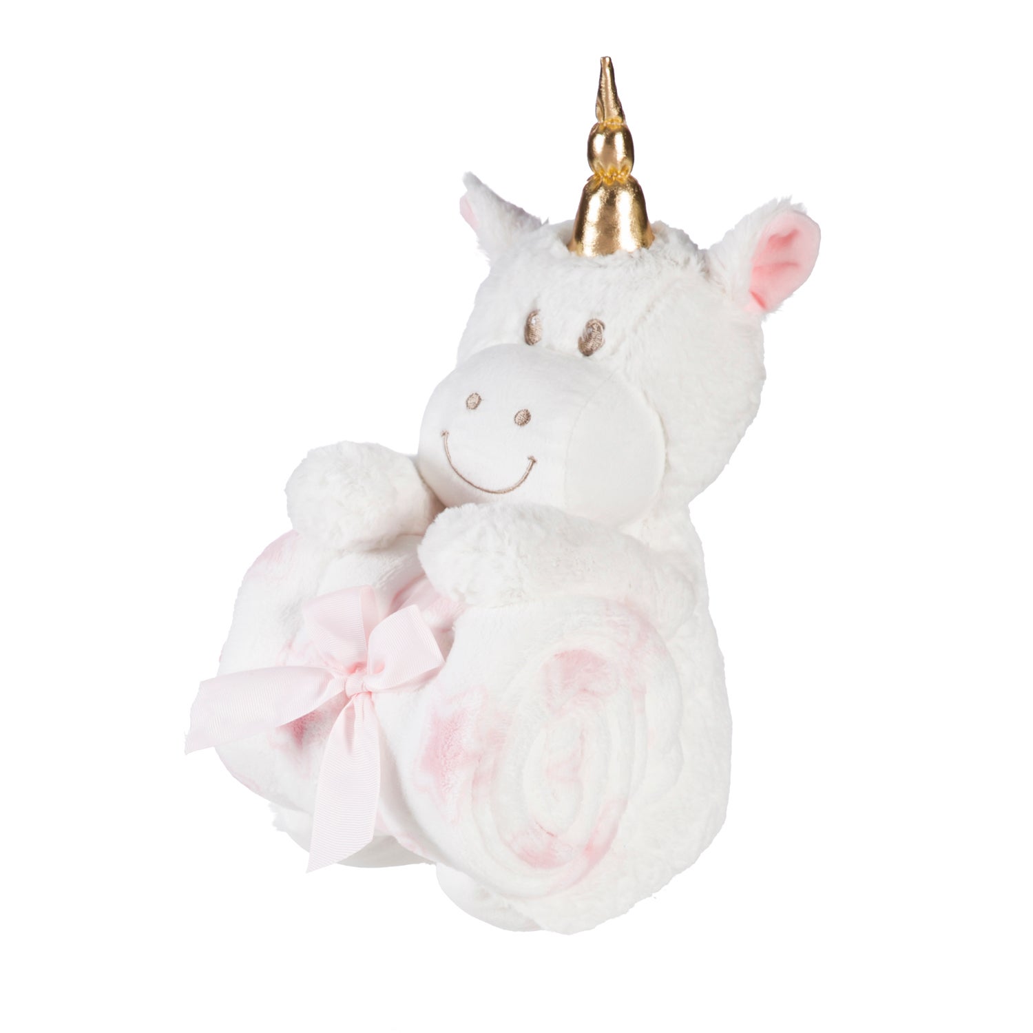 Cuddly Unicorn 10" Stuffed Animal w/ Blanket Gift Set, White
