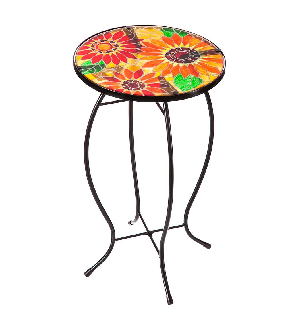 Sunflower Mosaic Glass Side Table